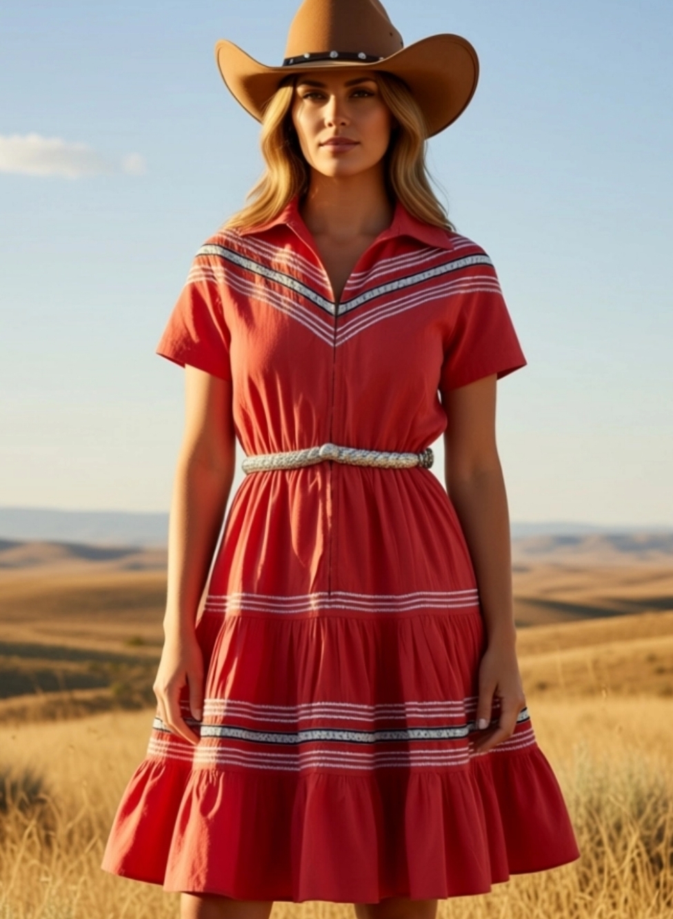 Vtg. 50's "Western Dandee" Hot Pink Patio/Fiesta Dress Size S - Picture 2 of 12